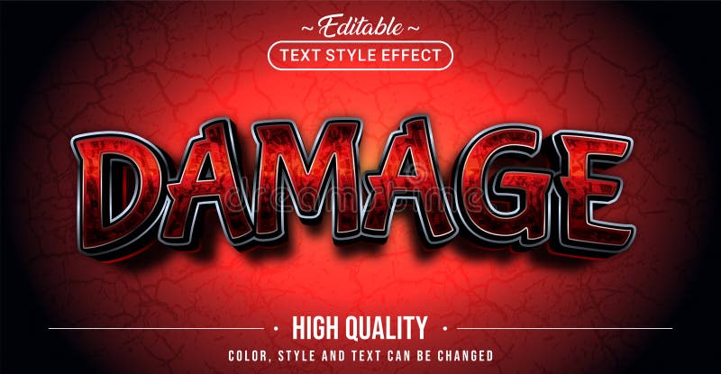 Efeito de estilo de texto editável - Tema de estilo de texto Danos ilustração royalty free