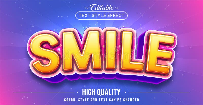 Efeito de estilo de texto editável - Tema de estilo de texto Smile ilustração do vetor