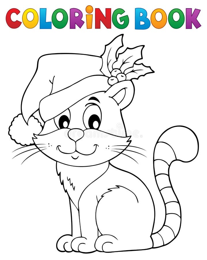 Desenho de lindo gato de natal para colorir