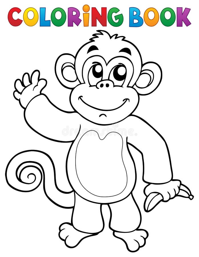 Macaco fácil sorrindo para colorir