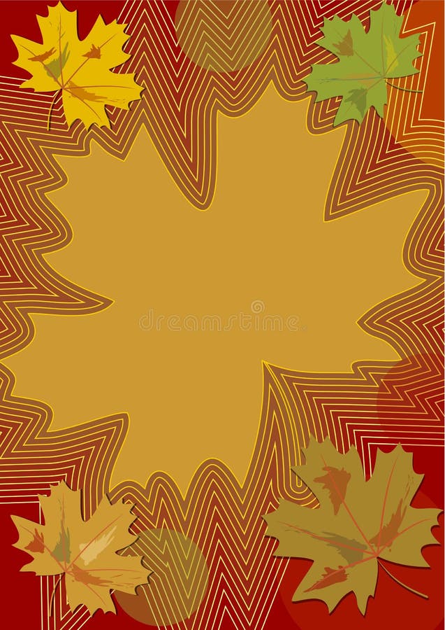 Tema do outono nas cores do nostálgico com folhas de bordo e as curvas coloridas, fundo para próprio texto no ocre, d vermelho e ilustração do vetor Tema do outono nas cores do nostálgico com folhas de bordo e as curvas coloridas, fundo para próprio texto no ocre, d vermelho e ilustração do vetor