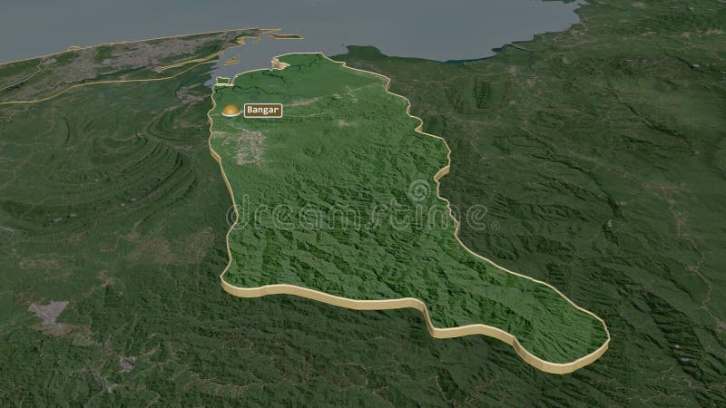Temburong Бруней прессовало со столицей. Спутник иллюстрация вектора