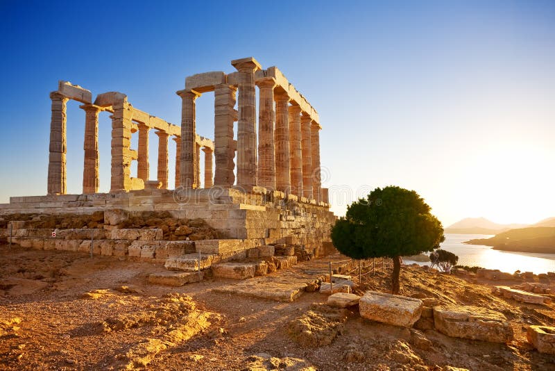 Tempel av Poseidon på udde Sounion, Grekland