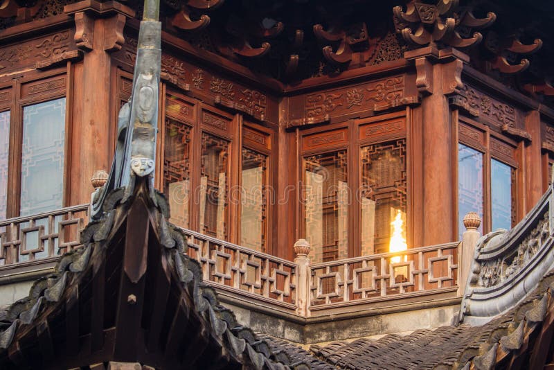 Tempel i den Yuyuan trädgården, Shanghai arkivbilder
