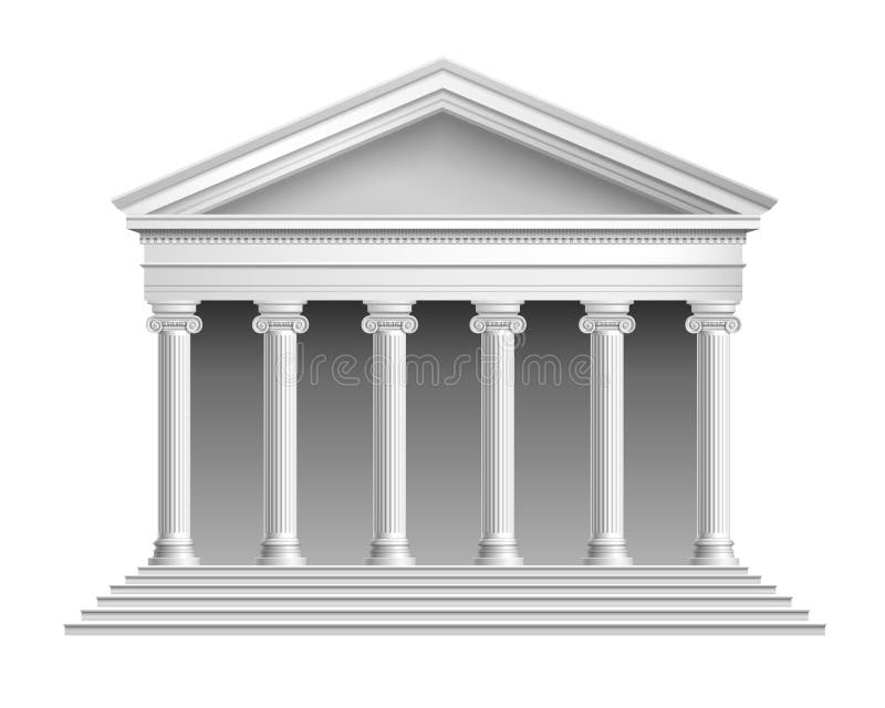 Realistic antique temple with ionic colonnade isolated on white background vector illustration. Realistic antique temple with ionic colonnade isolated on white background vector illustration.