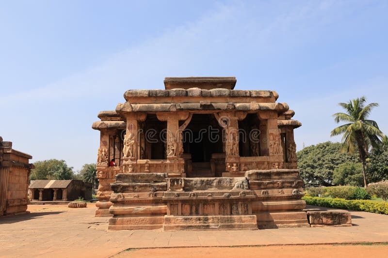 Pattadakal, also called Raktapura, is a complex of 7th and 8th century CE Hindu and Jain temples in northern Karnataka, India. Located on the west bank of the Malaprabha River in Bagalkot district, this UNESCO World Heritage Site[1][2] is 23 kilometres (14 mi) from Badami and about 9.7 kilometres (6 mi) from Aihole, both of which are historically significant centres of Chalukya monuments.[3][4] The monument is a protected site under Indian law and is managed by the Archaeological Survey of India. Pattadakal, also called Raktapura, is a complex of 7th and 8th century CE Hindu and Jain temples in northern Karnataka, India. Located on the west bank of the Malaprabha River in Bagalkot district, this UNESCO World Heritage Site[1][2] is 23 kilometres (14 mi) from Badami and about 9.7 kilometres (6 mi) from Aihole, both of which are historically significant centres of Chalukya monuments.[3][4] The monument is a protected site under Indian law and is managed by the Archaeological Survey of India