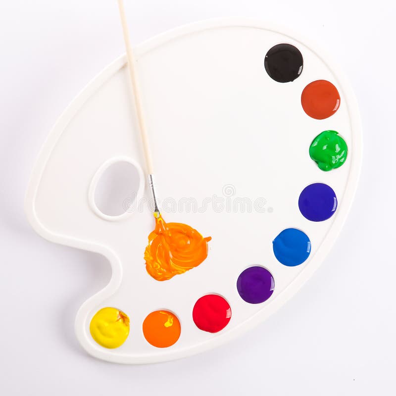 Tempera paints stock image. Image of black, acrylic, brush 46308183