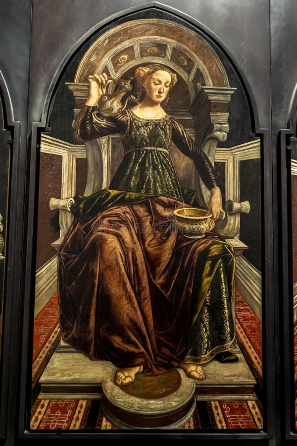 Temperance, from panels depicting the Virtues in Uffizi Gallery in Florence, Italy