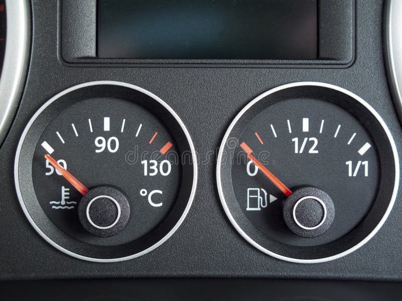 Temperature and Fuel gauge stock image. Image of dial 37619471