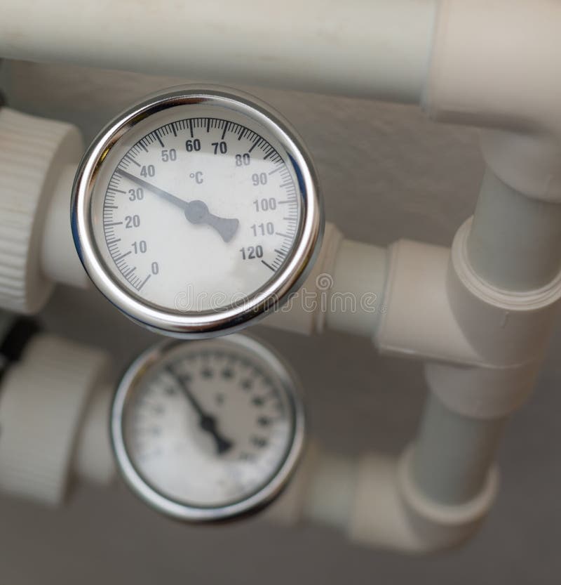 Temperature Gauge Mounted on the Heating Pipes Stock Image Image of measure, degree 60337211