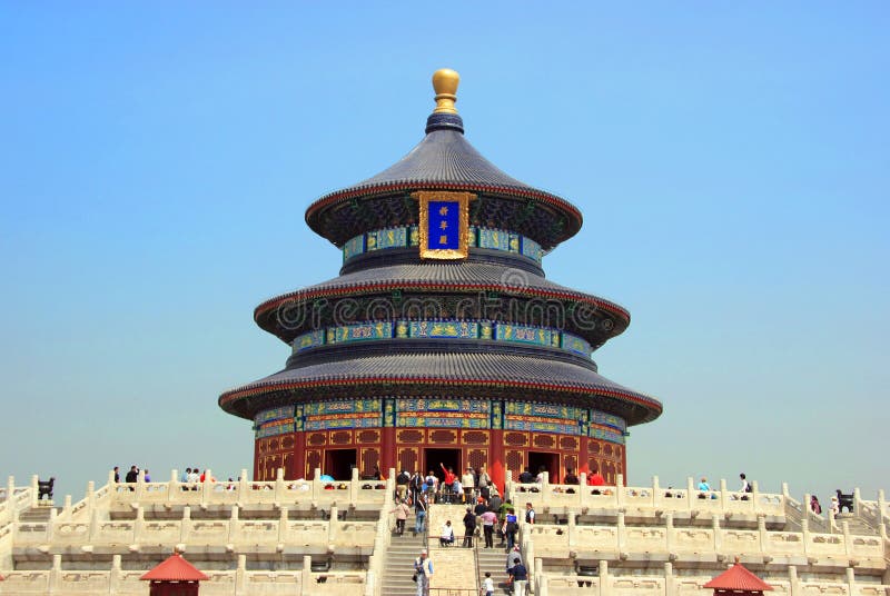The Temple of Heaven is a complex of Taoist buildings situated in southeastern urban Beijing, in Xuanwu District. The complex was visited by the Emperors of the Ming and Qing dynasties for annual ceremonies of prayer to Heaven for good harvest. It is regarded as a Taoist temple, although Chinese Heaven worship, especially by the reigning monarch of the day, pre-dates Taoism. The temple complex, initially called Temple of Heaven and Earth, was constructed from 1406 to 1420 during the reign of the Yongle Emperor, who was also responsible for the construction of the Forbidden City in Beijing. The complex was extended and renamed Temple of Heaven during the reign of the Jiajing Emperor in the 16th century. The Jiajing Emperor also built three other prominent temples in Beijing, the Temple of Sun in the east (日坛), the Temple of Earth in the north (地坛), and the Temple of Moon in the west (月坛). The Temple of Heaven was renovated in the 18th century under the Qianlong Emperor. In 1914, Yuan Shih-kai, then President of the Republic of China, performed a Ming prayer ceremony at the temple, as part of an effort to have himself declared Emperor of China. The Temple of Heaven was registered on the UNESCO World Heritage List in 1998. The Temple of Heaven is a complex of Taoist buildings situated in southeastern urban Beijing, in Xuanwu District. The complex was visited by the Emperors of the Ming and Qing dynasties for annual ceremonies of prayer to Heaven for good harvest. It is regarded as a Taoist temple, although Chinese Heaven worship, especially by the reigning monarch of the day, pre-dates Taoism. The temple complex, initially called Temple of Heaven and Earth, was constructed from 1406 to 1420 during the reign of the Yongle Emperor, who was also responsible for the construction of the Forbidden City in Beijing. The complex was extended and renamed Temple of Heaven during the reign of the Jiajing Emperor in the 16th century. The Jiajing Emperor also built three other prominent temples in Beijing, the Temple of Sun in the east (日坛), the Temple of Earth in the north (地坛), and the Temple of Moon in the west (月坛). The Temple of Heaven was renovated in the 18th century under the Qianlong Emperor. In 1914, Yuan Shih-kai, then President of the Republic of China, performed a Ming prayer ceremony at the temple, as part of an effort to have himself declared Emperor of China. The Temple of Heaven was registered on the UNESCO World Heritage List in 1998.