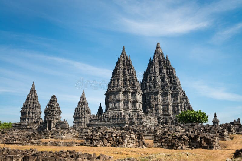 Tempio di Prambanan, Giava, Indonesia fotografie stock libere da diritti