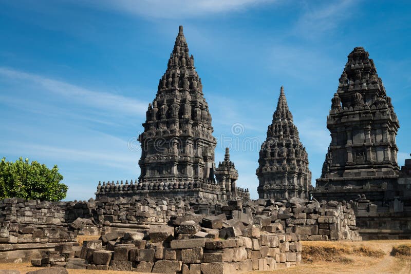 Tempio di Prambanan, Giava, Indonesia fotografie stock libere da diritti