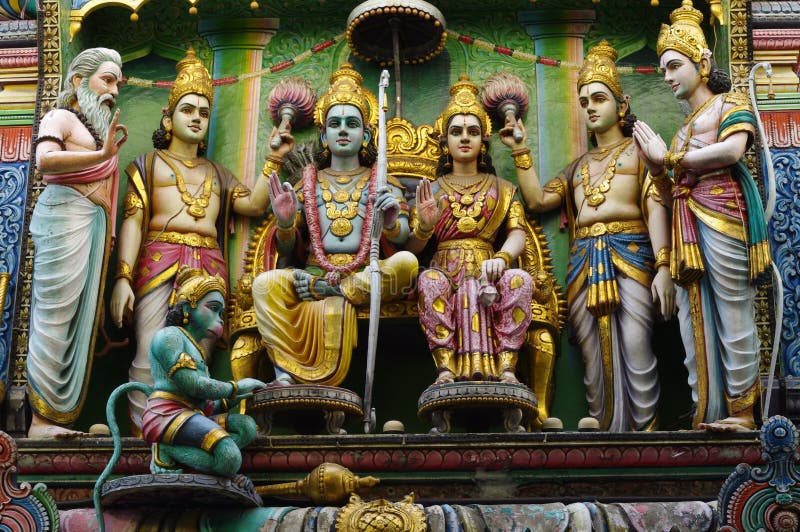 Sri Ram e Sita al Tempio Sri Mariamman immagine stock