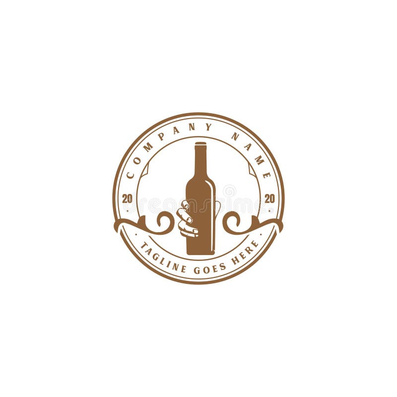 Vintage Retro Whisky Wine Beer Bottle Logo Design Vector royalty free illustration