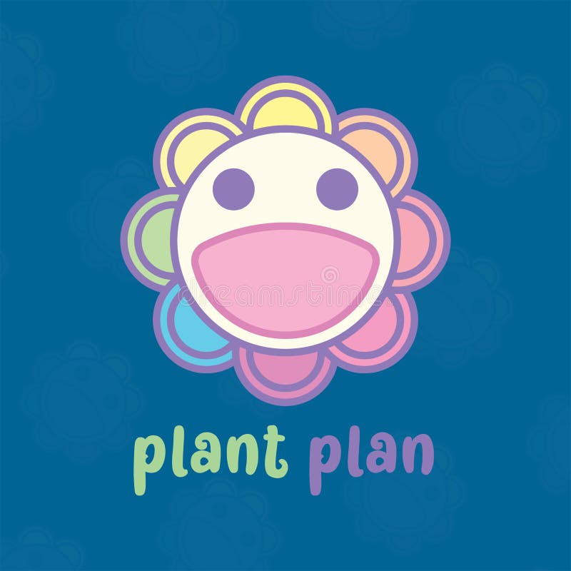 Cute Smile Flower Cartoon Logo Character Vector Icon Illustration