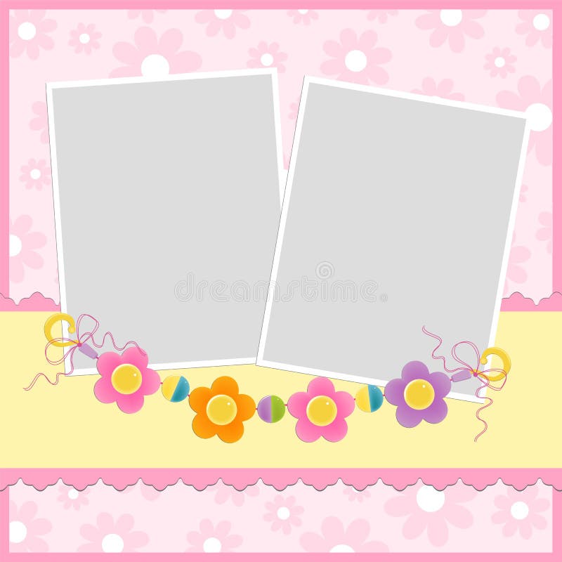 Template for Baby S Photo Album Stock Vector Illustration of field