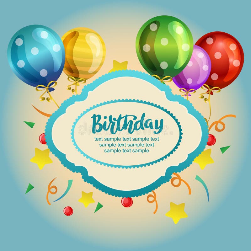Birthday Card with Blue Background Stock Vector - Illustration of ...