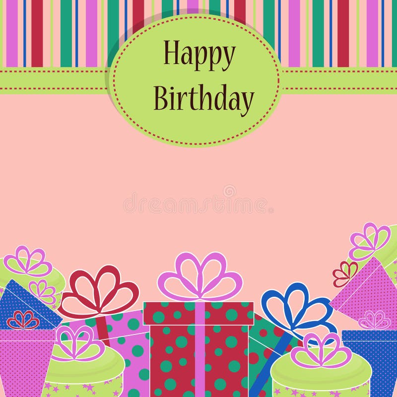 Template Birthday Greeting Card Stock Illustration - Illustration of ...