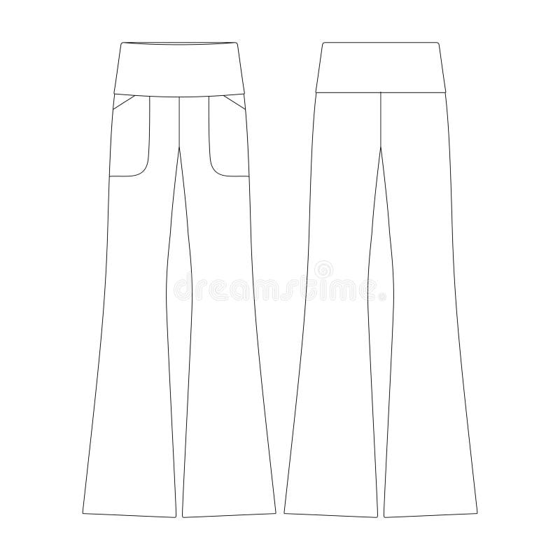 Template Bootcut Legging with Pocket Vector Flat Design Outline