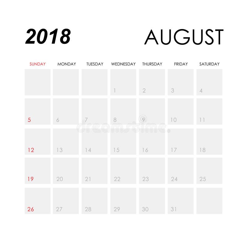 calendar august 2018 template