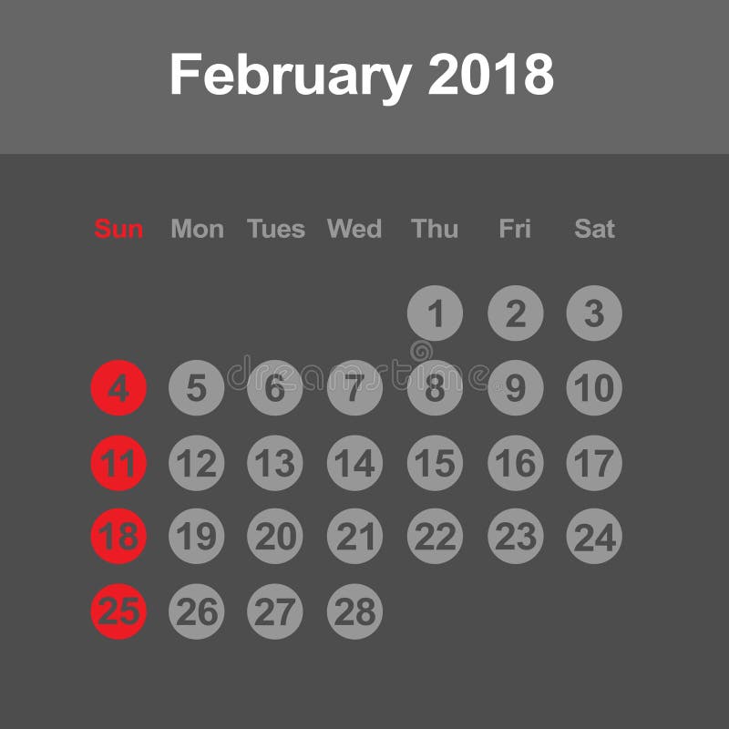 template-of-calendar-for-february-2018-stock-vector-illustration-of