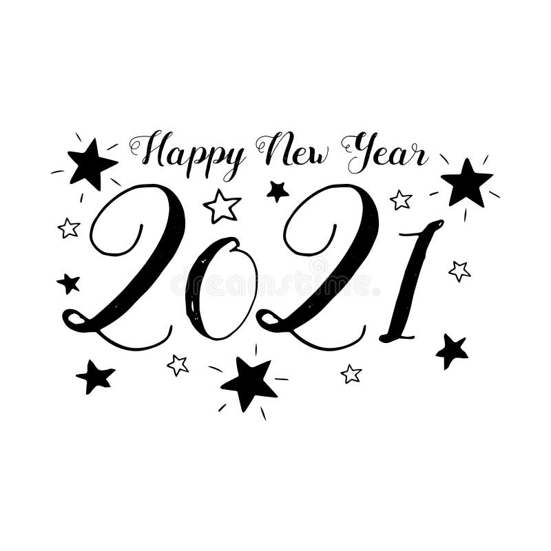 Happy New Year 2021. Isolated. Stock Vector - Illustration of flat