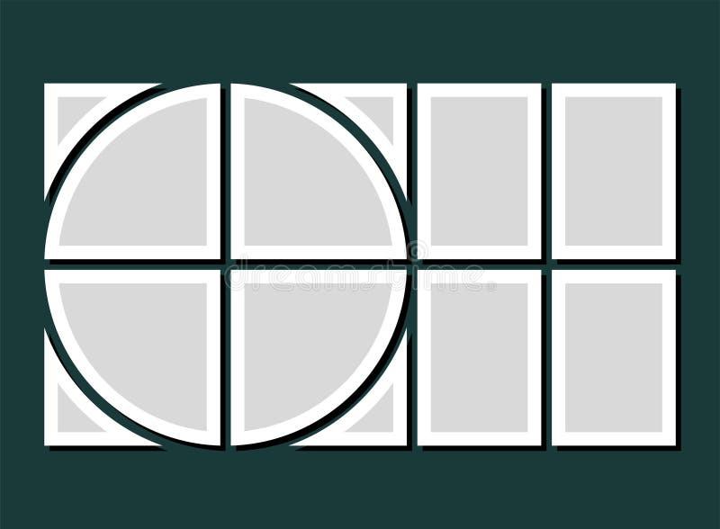 Template collage of eight frames, images, photo vector illustration