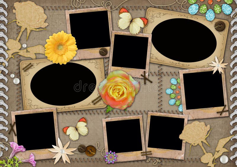 Retro Family Album.365 Project. Scrapbooking Templates. Stock Illustration  - Illustration of holidays, beautiful: 29654457