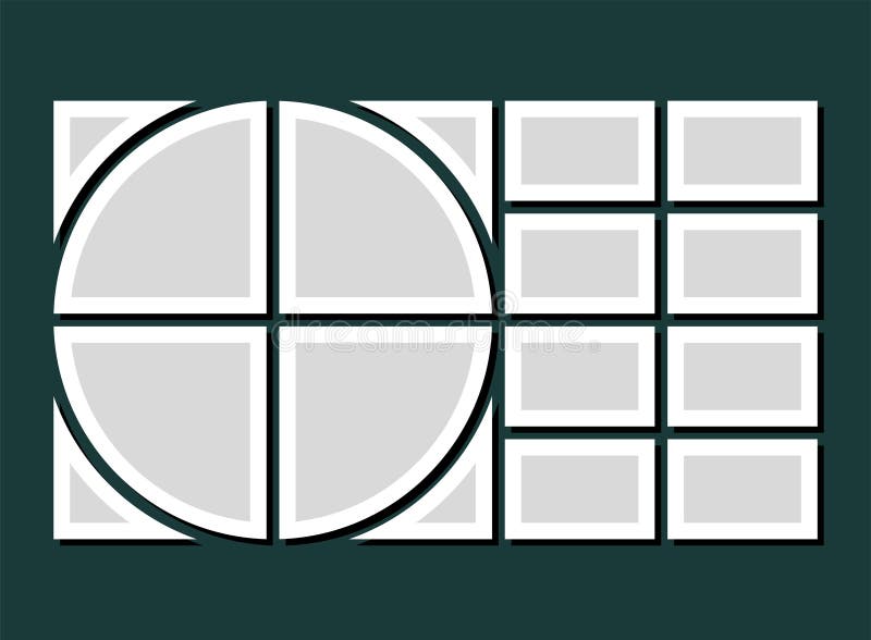 Template collage of twelve frames, images, photo stock illustration