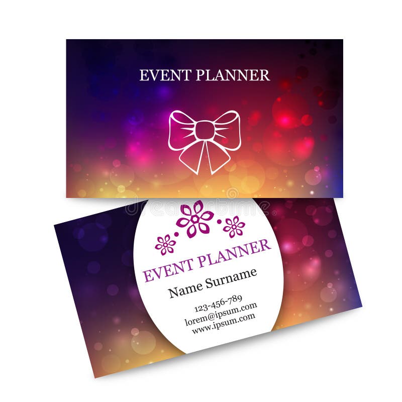 Template Colorful Business Cards For Event Planner Stock