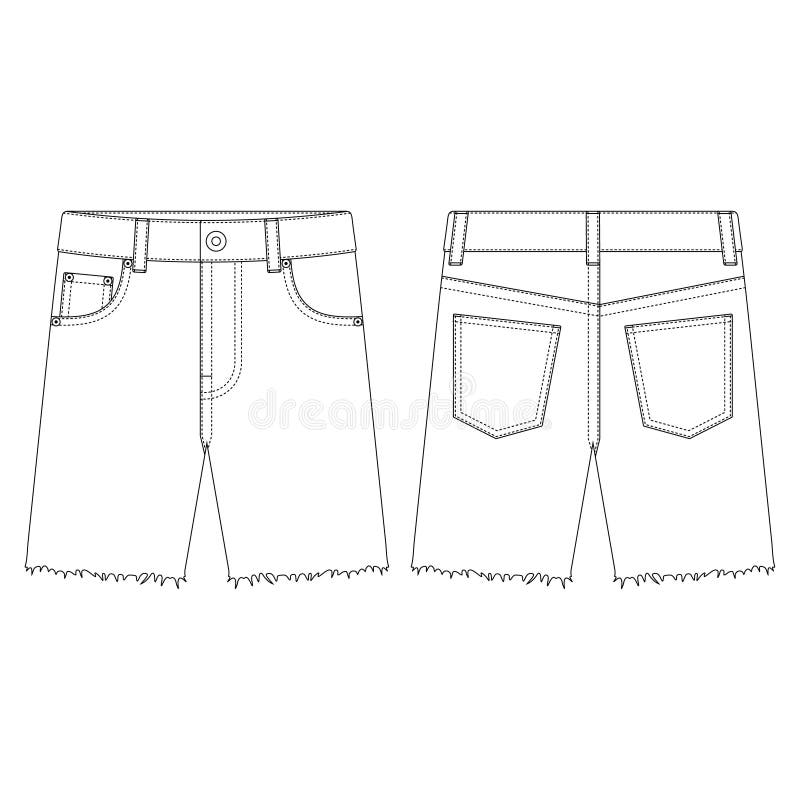 Template Cropped Short Pants Jeans Men Vector Illustration Flat Design ...