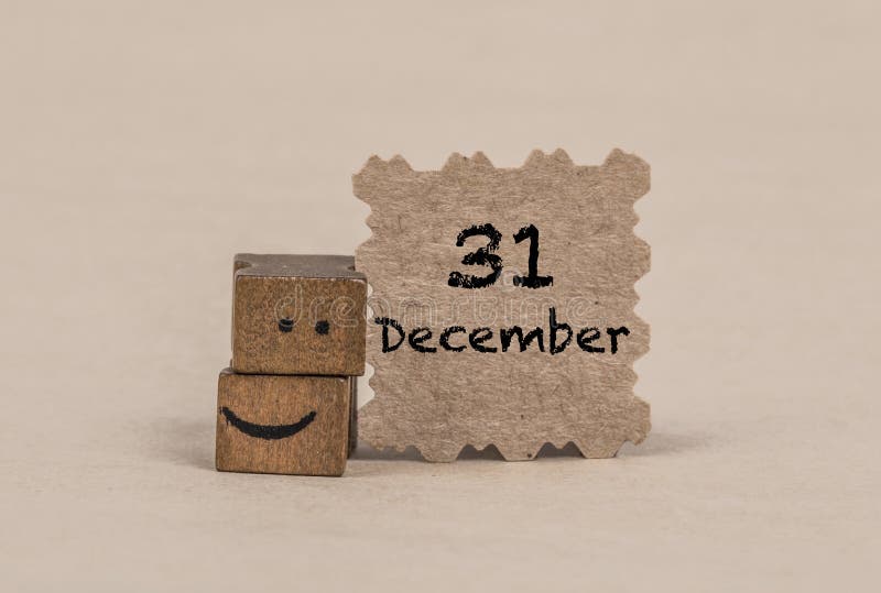 Template for december 31 with a smiley icon royalty free stock photo