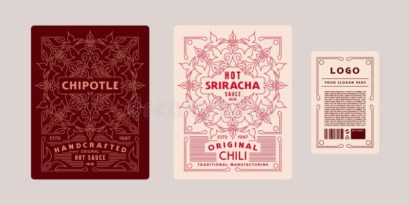 Template decorative label for chili sauce