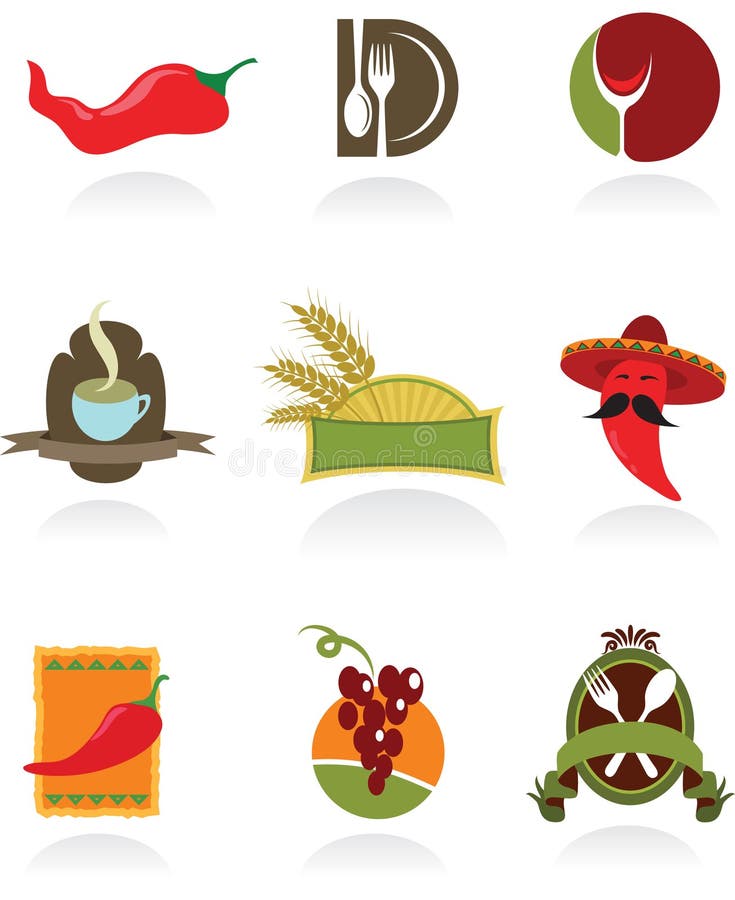 Template designs of logos for coffee shop and rest royalty free illustration