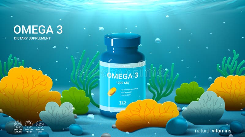 Template of fish oil ad of advertisement of omega 3 supplements