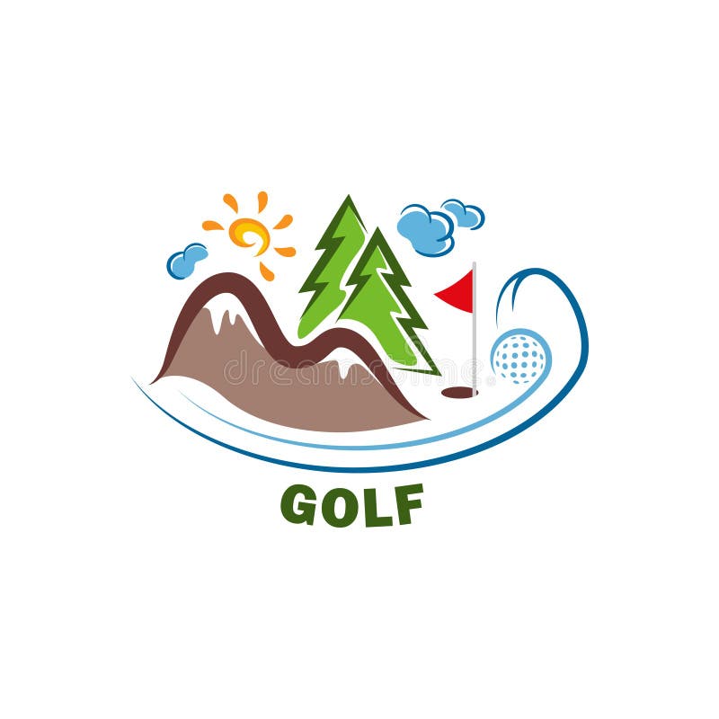 Template Golf Logo. Funny Cartoon Colored Logo. Stock Vector