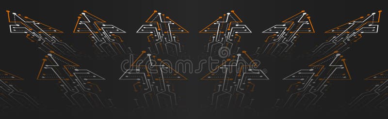 Template for hi-tech banner or presentation. Abstract 3d modern digital data. Vector perspective futuristic arrow made of circuit vector illustration
