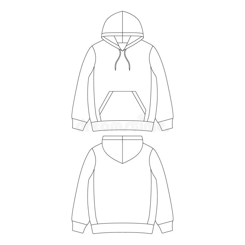 Template Hoodie Vector Illustration Flat Design Outline Clothing Stock ...