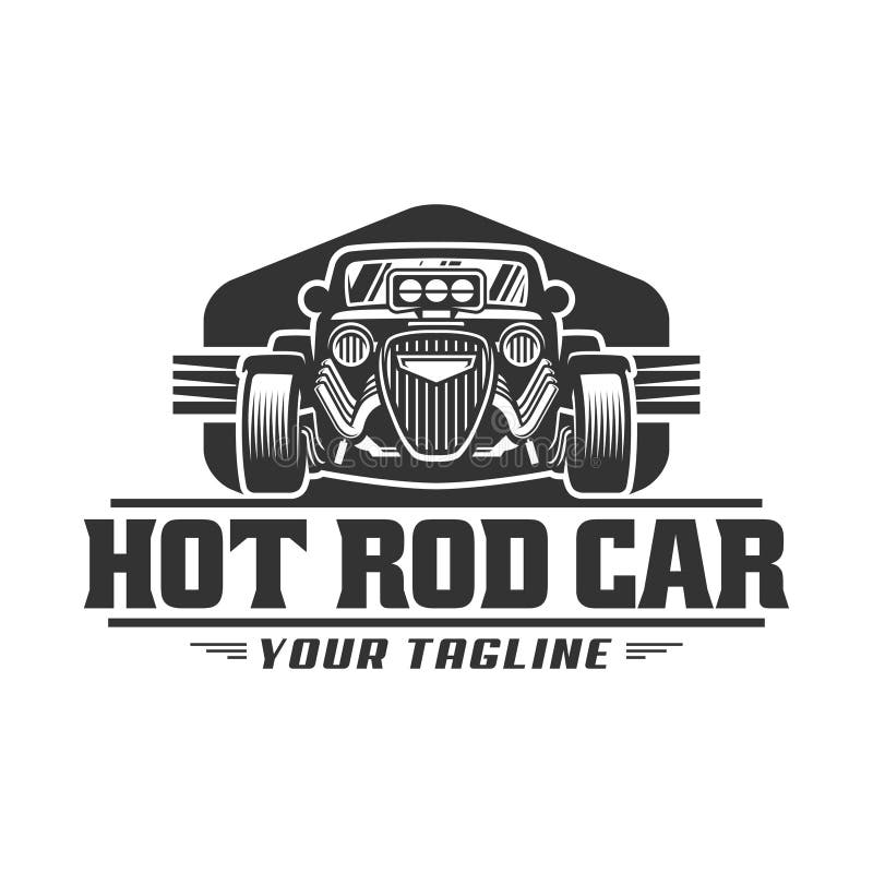 Hot Rod car logo, HotRod vector emblem, Vector Hot Rod car logo