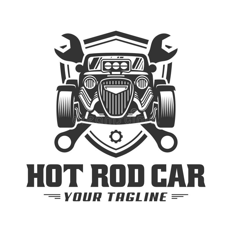 Hot Rod car logo, HotRod vector emblem, Vector Hot Rod car logo