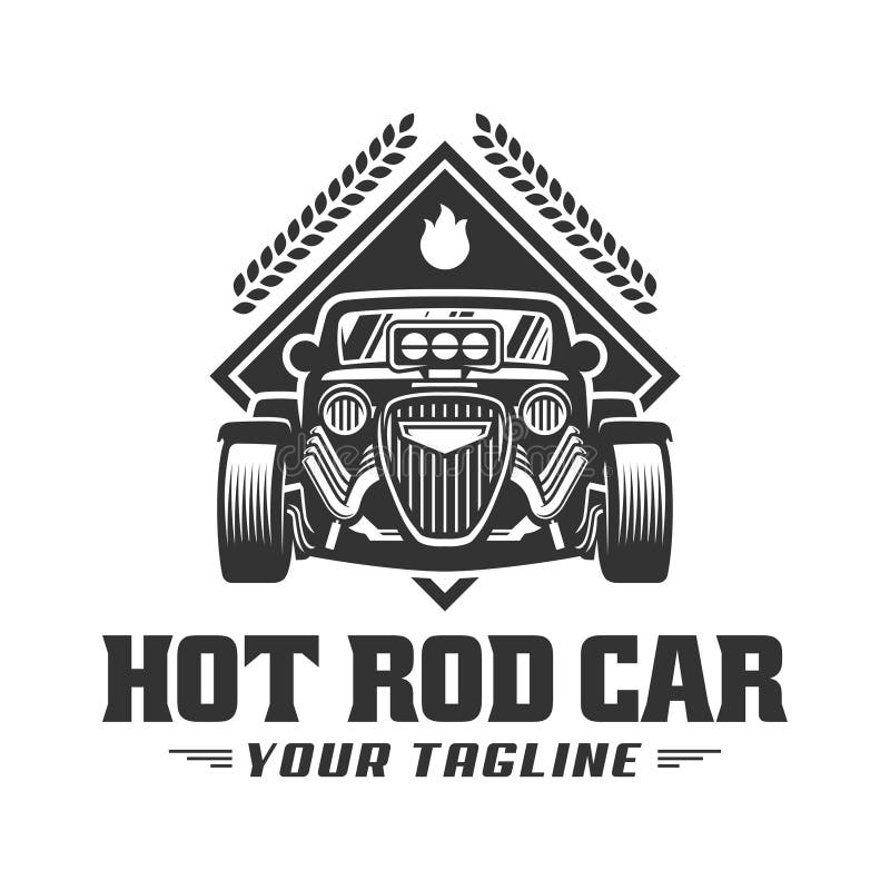 Hot Rod car logo, HotRod vector emblem, Vector Hot Rod car logo royalty fre...