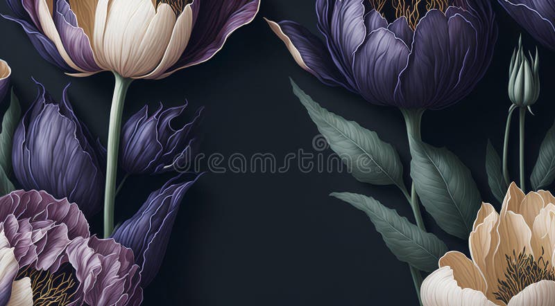 Template for Invatation with Flowers AI Stock Illustration Template for Invatation with Flowers AI Stock Illustration