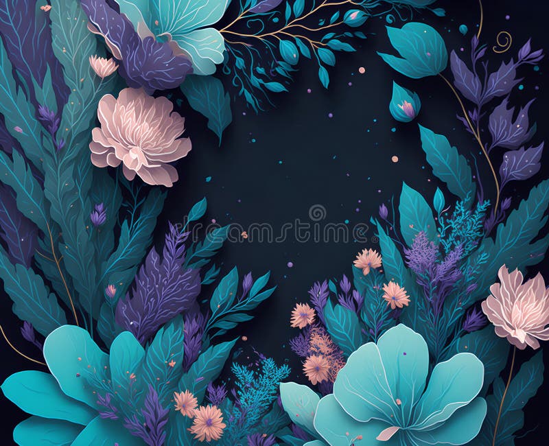 Template for Invatation with Flowers and Leaves AI Stock Illustration Template for Invatation with Flowers and Leaves AI Stock Illustration