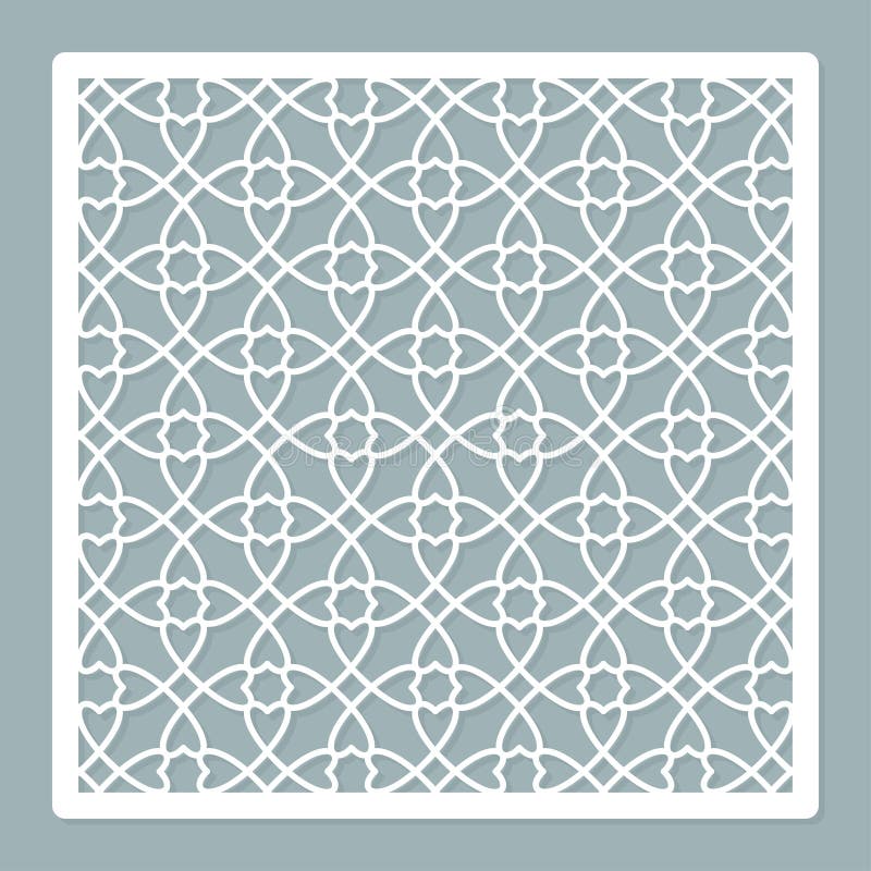 A template for laser cutting. A square panel with a geometric pattern. Carved panel for cutting out paper, wood, metal.