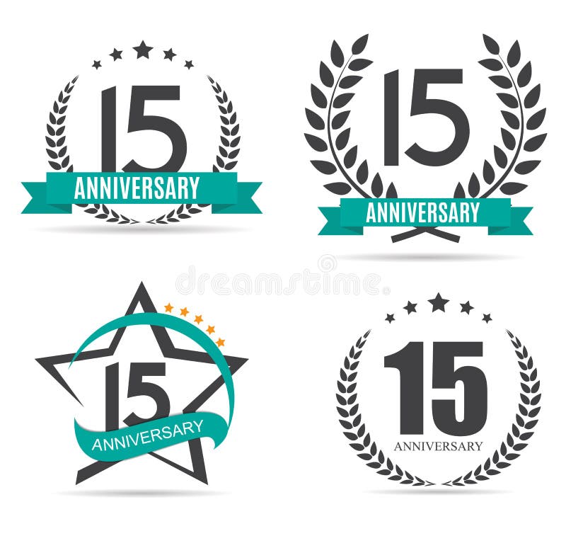 Template Logo 15 Years Anniversary Set Vector Illustration