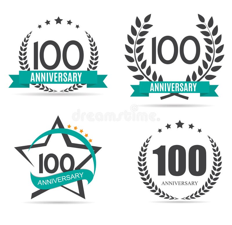 Template Logo 100 Years Anniversary Set Vector Illustration