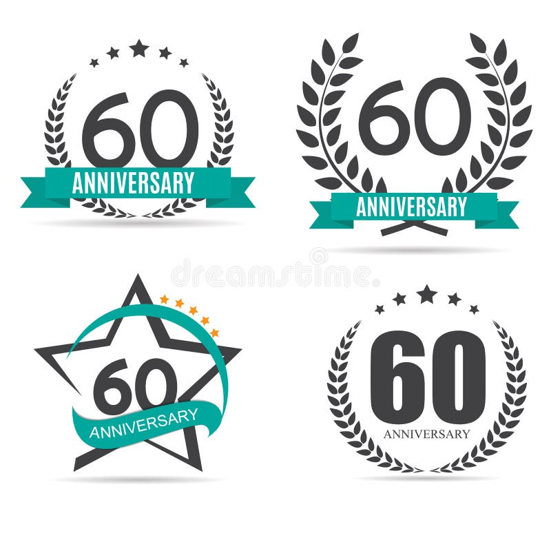 Template Logo 60 Years Anniversary Vector Illustration