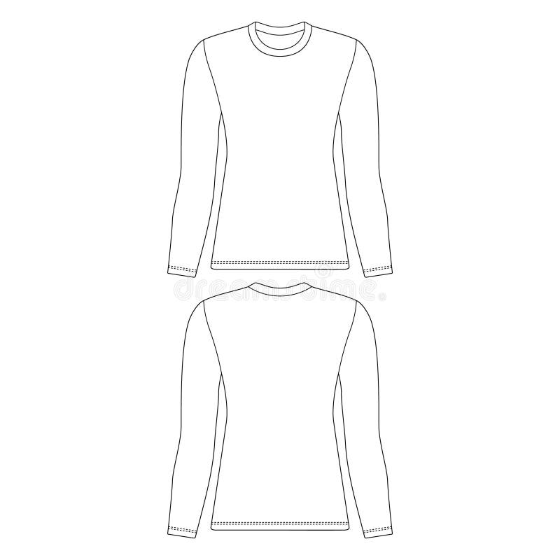 Women Long Sleeve Shirt Outline Stock Illustrations – 4,036 Women Long ...