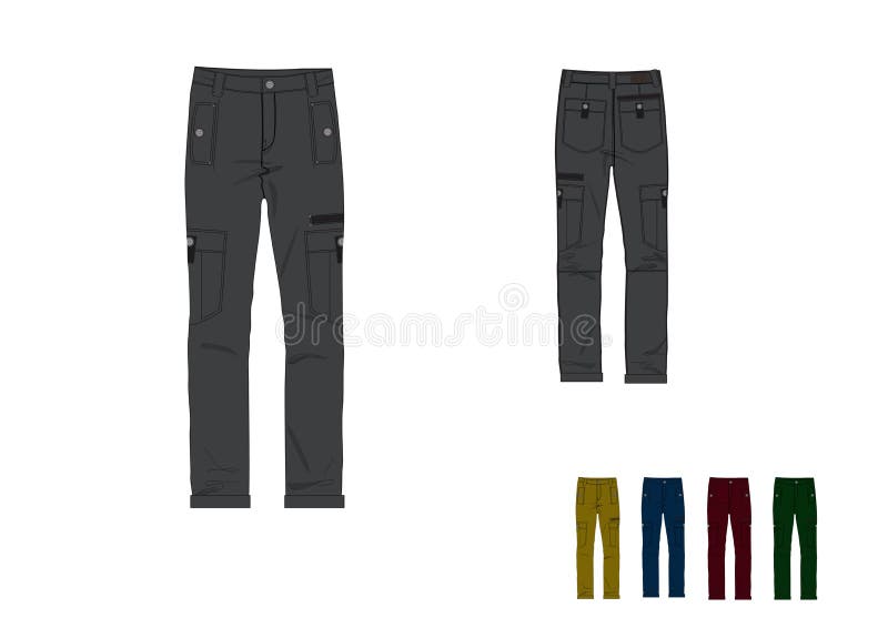 Template of man cargo pocket combat pant design